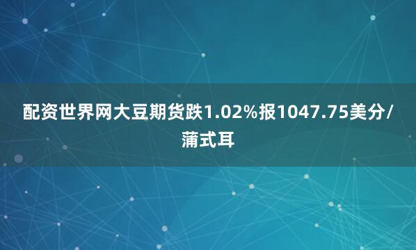 配资世界网大豆期货跌1.02%报1047.75美分/蒲式耳
